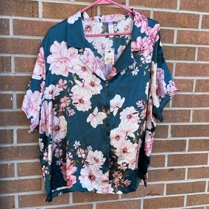 Lilac and London NWT Hunter Green Floral Pajama Set 2X